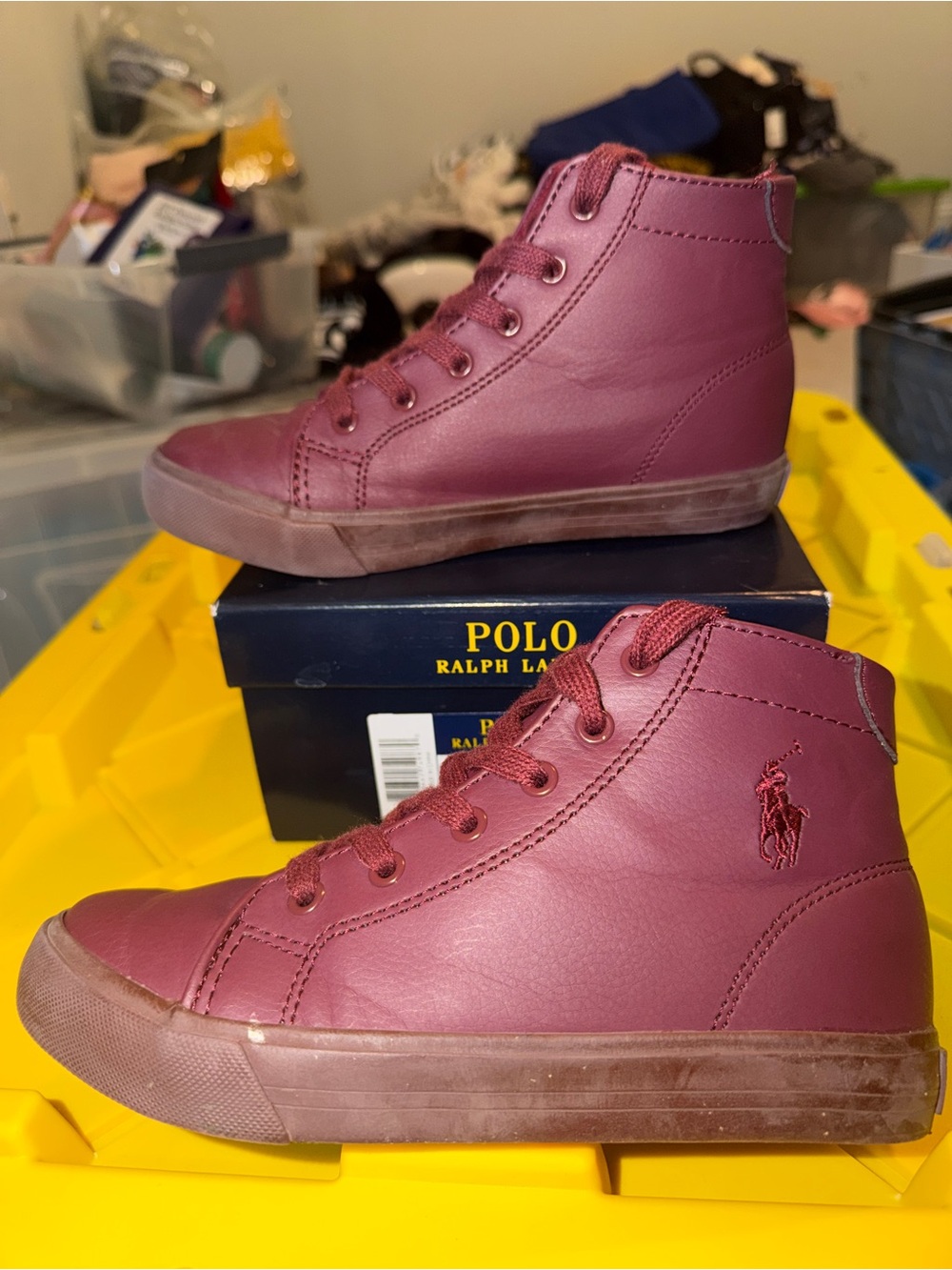 Polo by Ralph Lauren Kids' High-Top Sneakers in Burgundy/Maroon